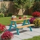 preview thumbnail 9 of 11, Teamson Kids Outdoor Wooden Picnic Table with Bench Set for Toddlers Play and Snacks in Aqua and Natural Finish