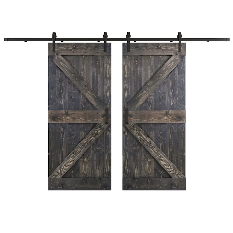 Coast Sequoia 48in/60in/72in/76in/84in x 84in K Series Pine Wood Double Sliding Barn Door With Hardware Kit