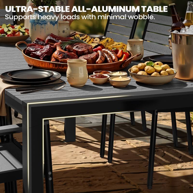 Pellebant Premium Outdoor Patio Aluminum Dining Table with Umbrella Hole