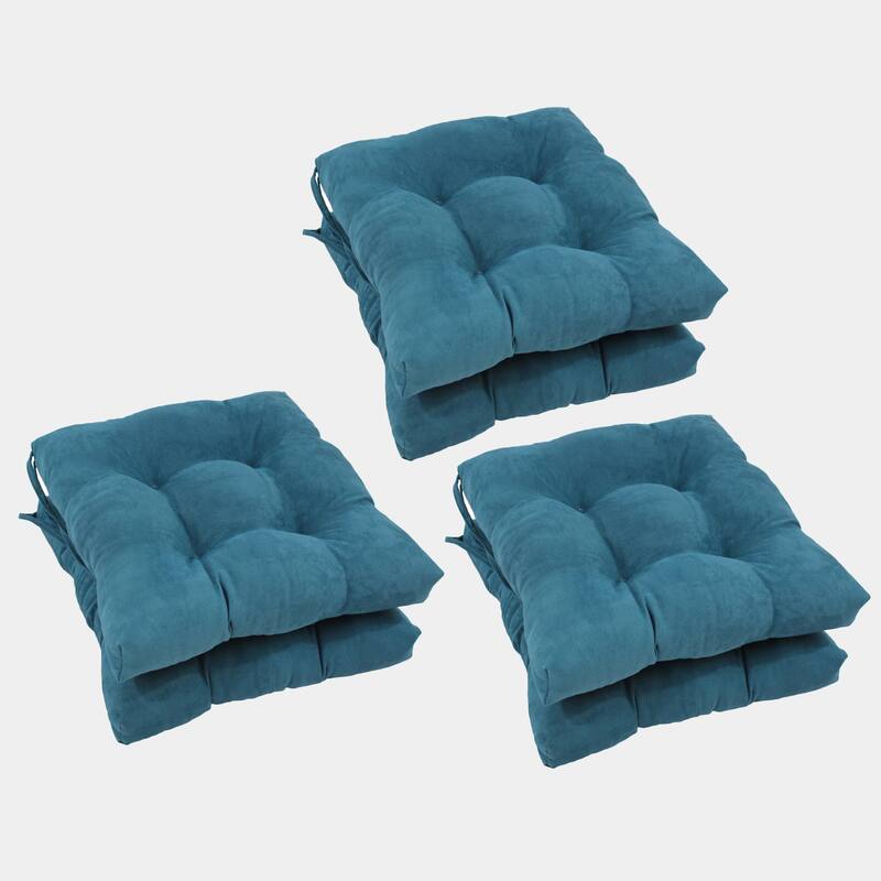 16-inch Square Indoor Microsuede Chair Cushions (Set of 2, 4, or 6) - Set of 6 - Teal