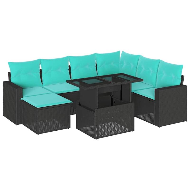 vidaXL Patio Sofa Set with Cushions and Table Outdoor 8 Piece Poly Rattan - 24.4 x 24.4 x 27.2