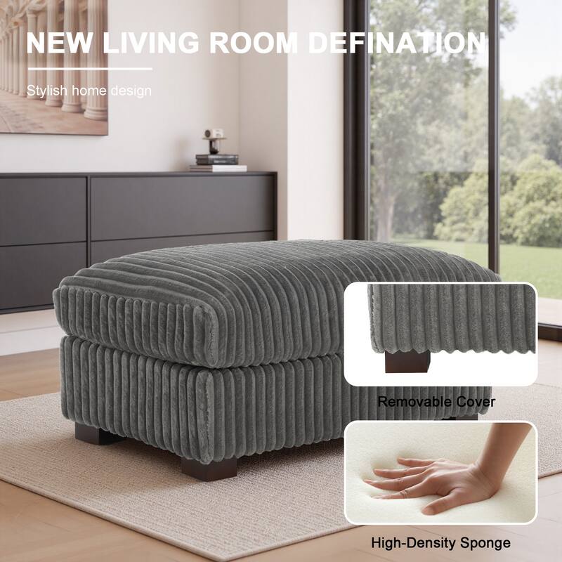 Modern Interior Rectangle Faux Fur Ottoman