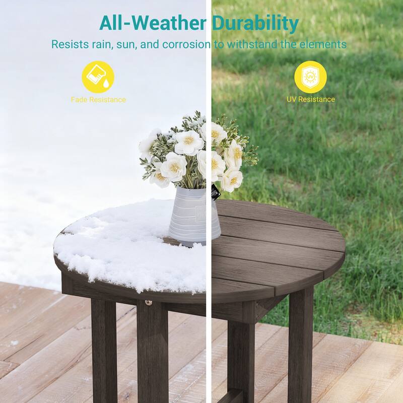HDPE All-weather Outdoor Side Table, Easy Install Patio Table