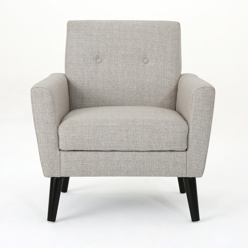 Beige Modern 31.1" Upholstered Button Tufted Club Chair with Sturdy Rubber Wood Legs