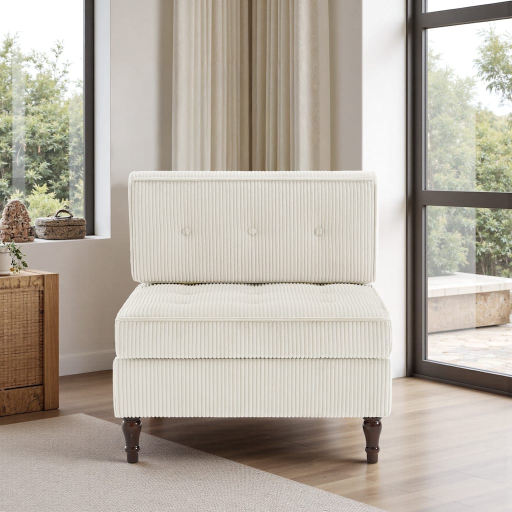 Modular Corduroy Armless Chair Upholstered Lounge Sofa