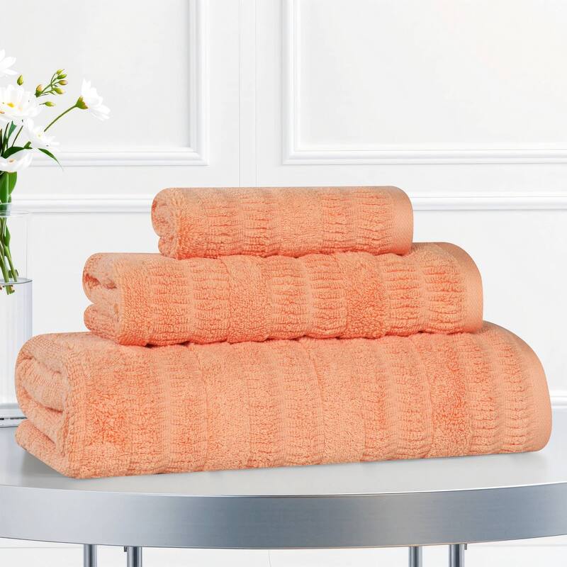 Superior Mika Smart Twist Viscose Cotton Blend 3 Piece Towel Set - Peach