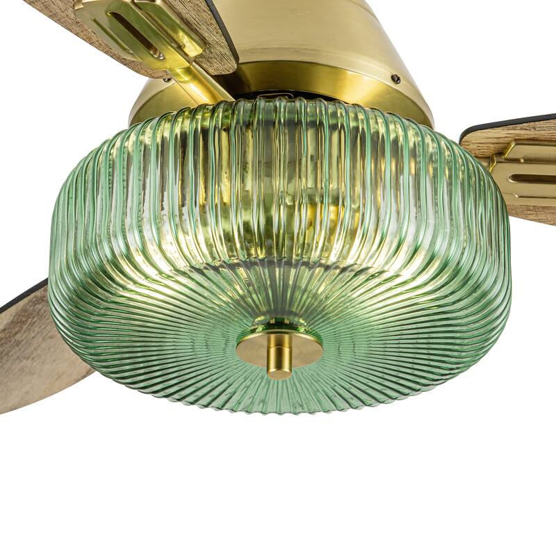 Frederick River of Goods 3-blade 42-inch Modern Indoor Ceiling Fan with Green Ribbed Shade and Remote Control - 42" x 42" x 18"