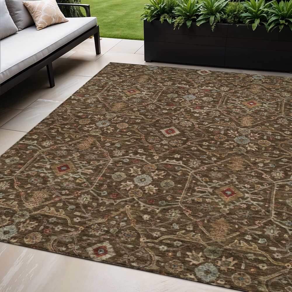 HomeRoots Floral Transitional Rectangle Outdoor Rug
