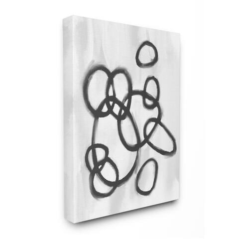 Stupell Industries Round Circular Linework Abstract Black White Canvas Wall Art