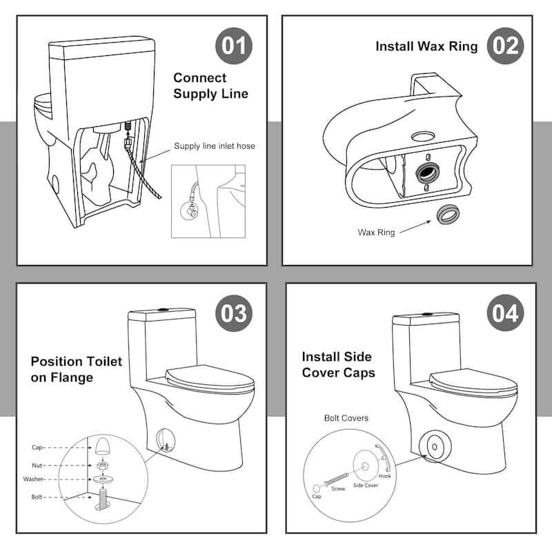 One Piece Toilet Elongated Floor-Discharge Dual Flush Glossy White