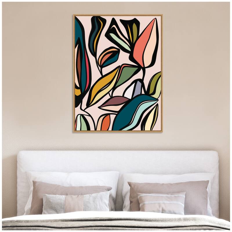 Kate and Laurel Fanciful Ficus Expansion by Alicia Bock Framed Canvas Wall Art Print