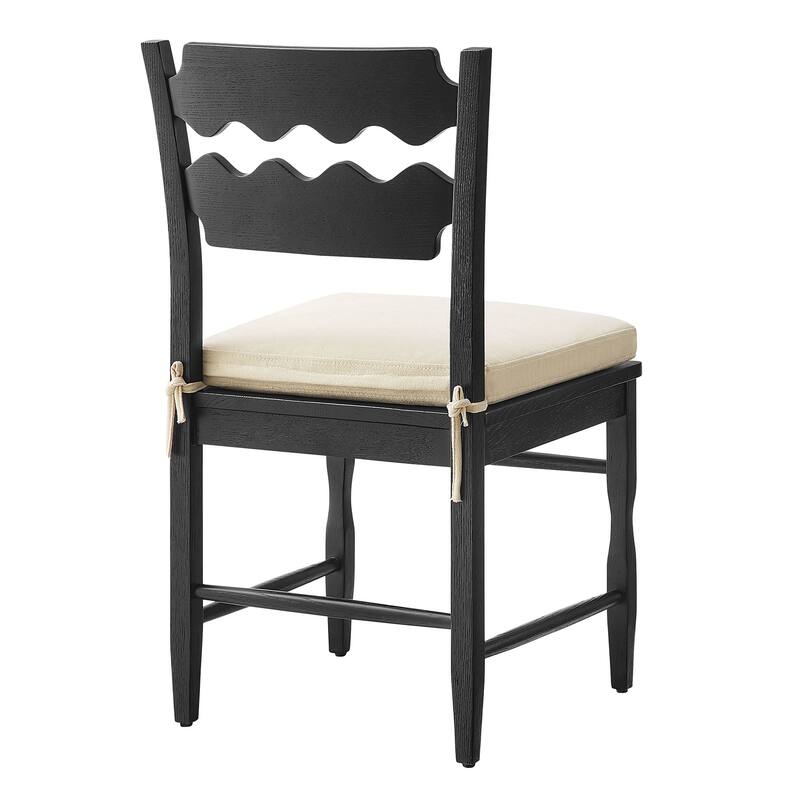 Jax Oak Wood Dining Chair With Wavy Razor Back and Cushion