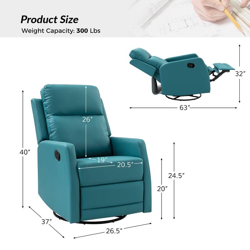 Esteban Swivel Recliner with Tufted Back Set of 2 by HULALA HOME