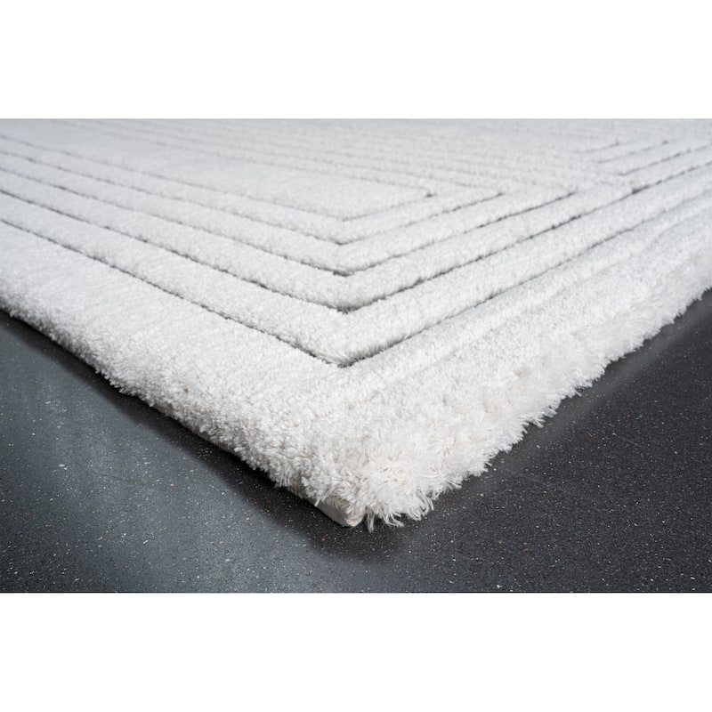 Nina Faye Ivory and Charcoal Recycled Polyester Area Rug - 6' x 9'