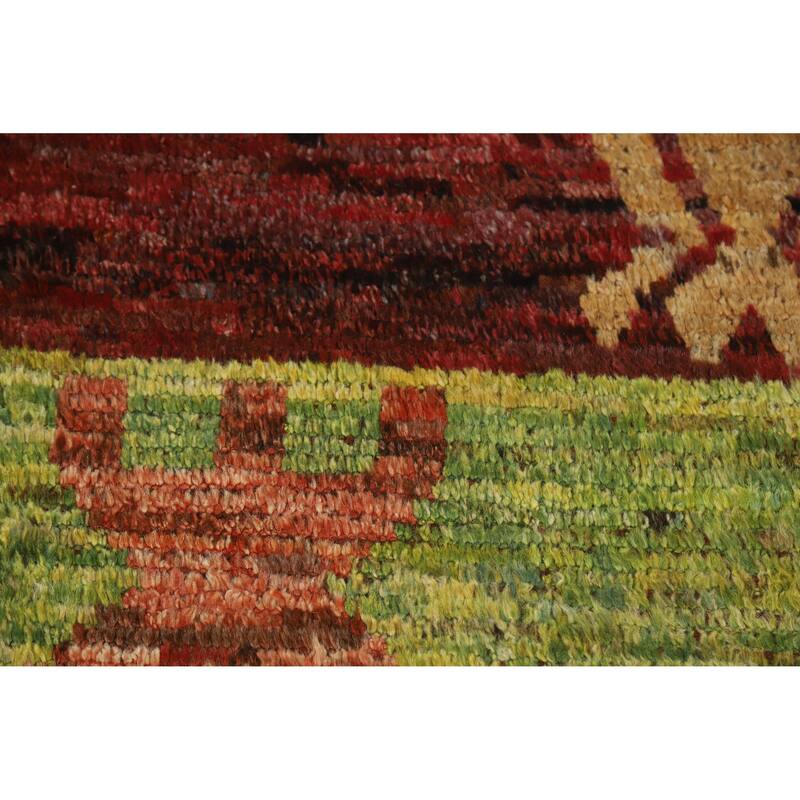 Striped Colorful Moroccan Oriental Area Rug Hand-Knotted Wool Carpet - 6'9" x 9'8"