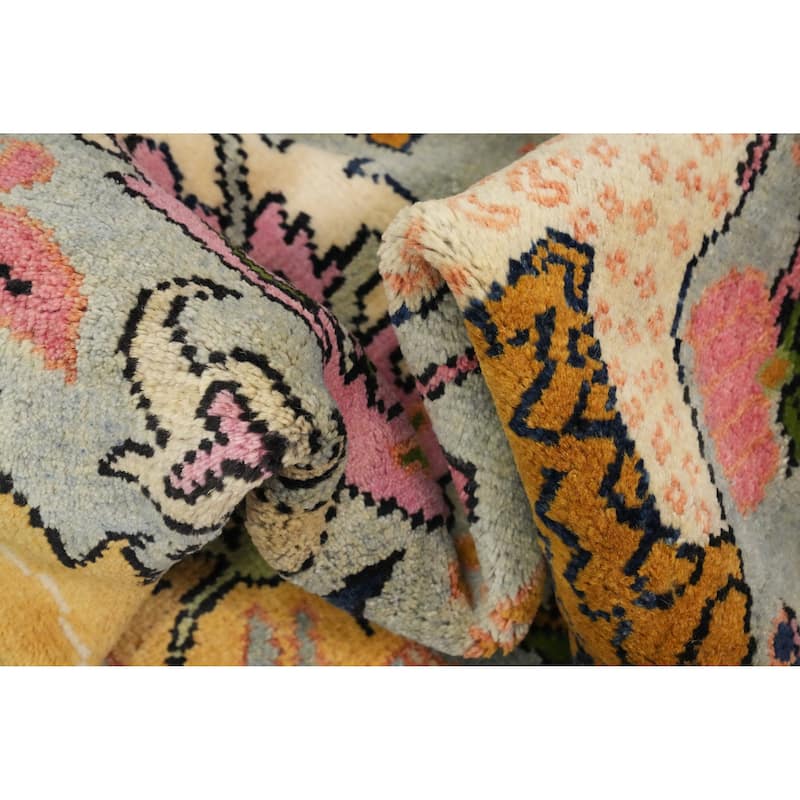 Hand Knotted Oriental 100% Wool Carpet Traditional All-Over Navy Blue & Blues Ziegler Area Rug - 19' 7'' X 10' 2''
