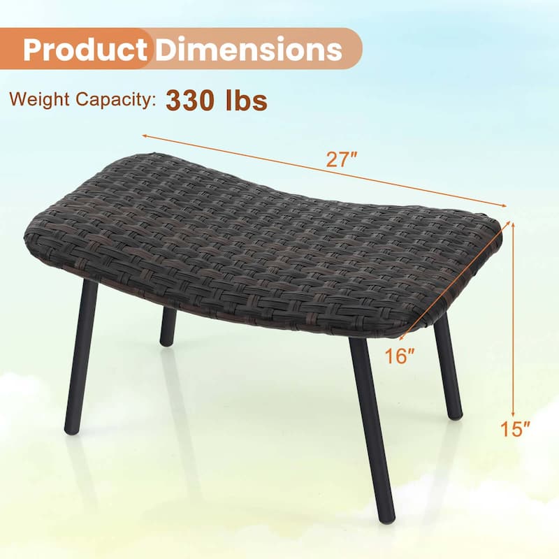 Costway Set of 2 Patio Rattan Ottoman with Padded Quick Dry Foam & - See Details