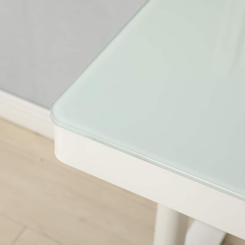 Tempered Glass Standing Desk with Metal Drawer, Height Adjustable Sit