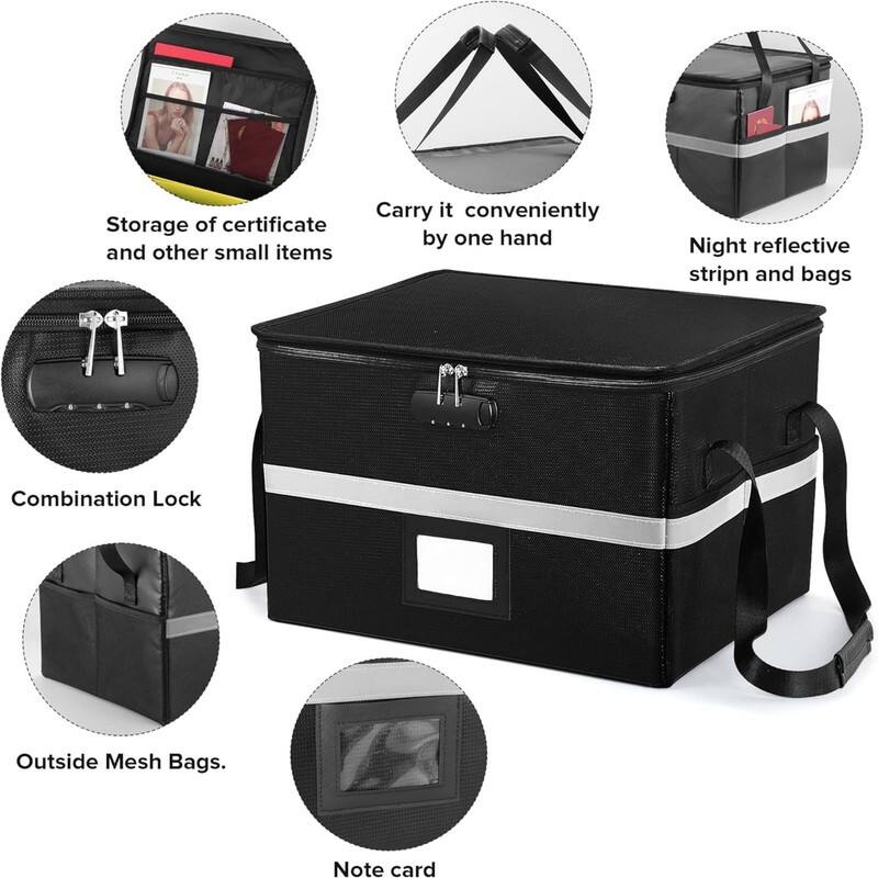 Fireproof Document Box Collapsible(black)