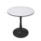 preview thumbnail 4 of 18, Bristol 24" Round Minimalist Dining Table for 4, Sintered Stone Top & Black Iron Pedestal Base for Kitchen & Dining Room