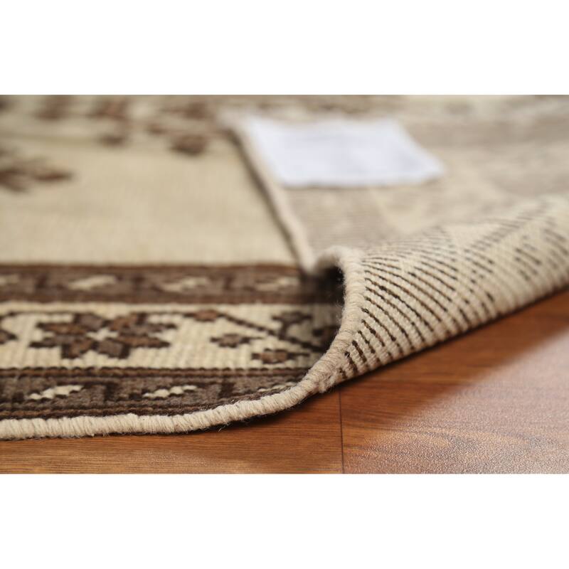 Hand Knotted Oriental 100% Wool Carpet Traditional Geometric Beige & Ivories Balouch Area Rug - 5' 9'' X 3' 7''