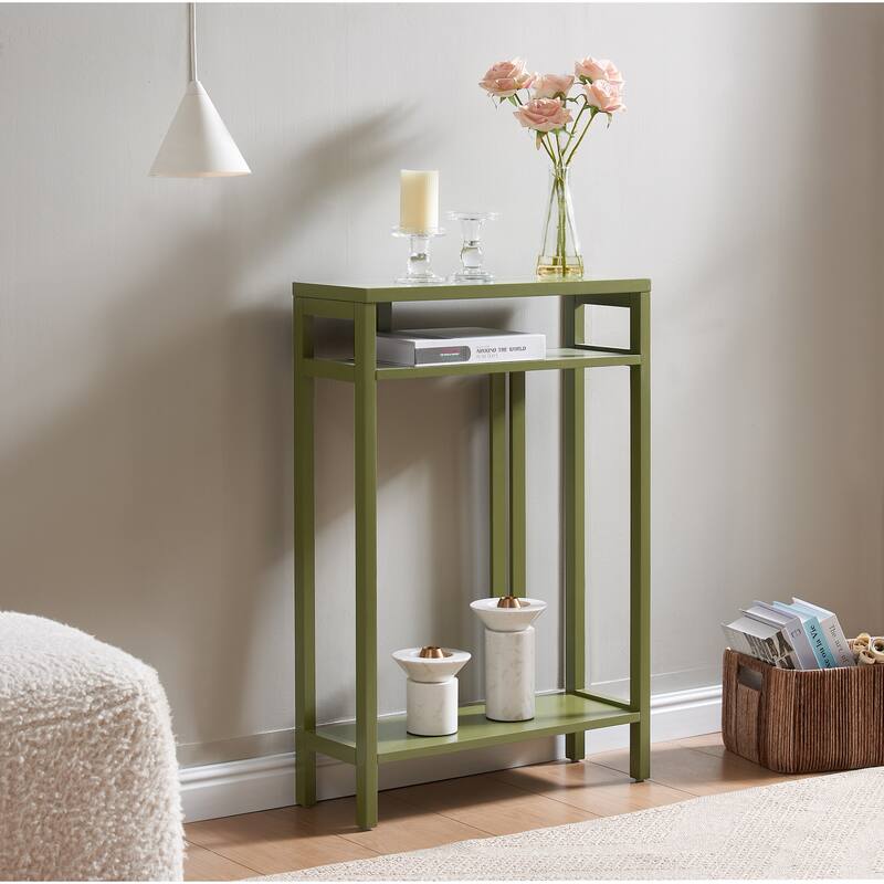 Bisbee Wood 22-inch Console Table with Two Shelves - 22"L x 8"W x 32"H - Avocado