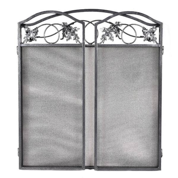 Shop Costway Folding Steel Fireplace Screen Doors 3 Panel Heavy