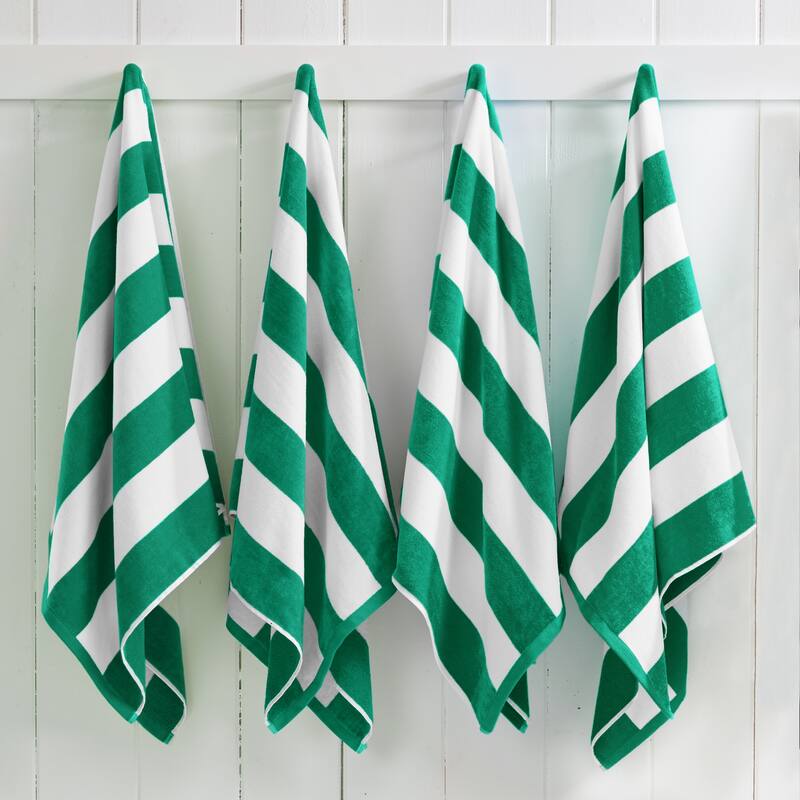 Linery & Co. Oversized Cotton Cabana Beach Towel, 4 Pack - 35" x 70" - 4 Pack- 35" x 70" - New Green