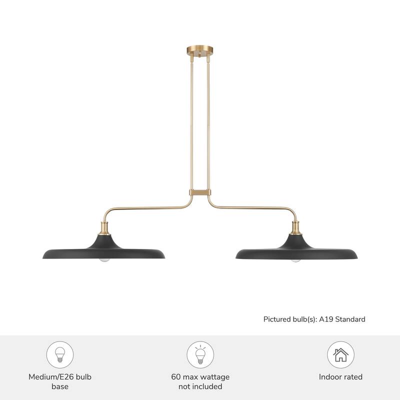 Hunter Moriso Matte Black and Modern Brass Pendant - Contemporary