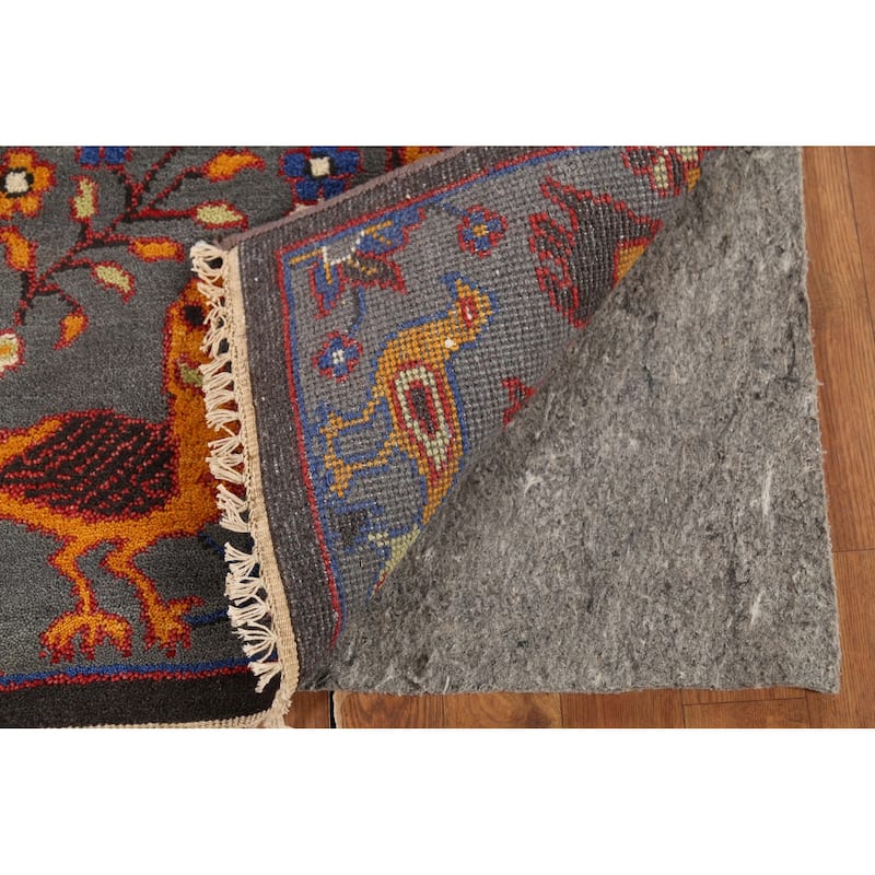 Animals Design Gray Ziegler Indian Accent Rug Hand-Knotted Wool Carpet - 2'11"x 4'11"