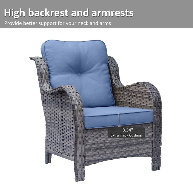 8 Piece Outdoor Wicker Patio Furniture Conversation Chair and Ottoman Set