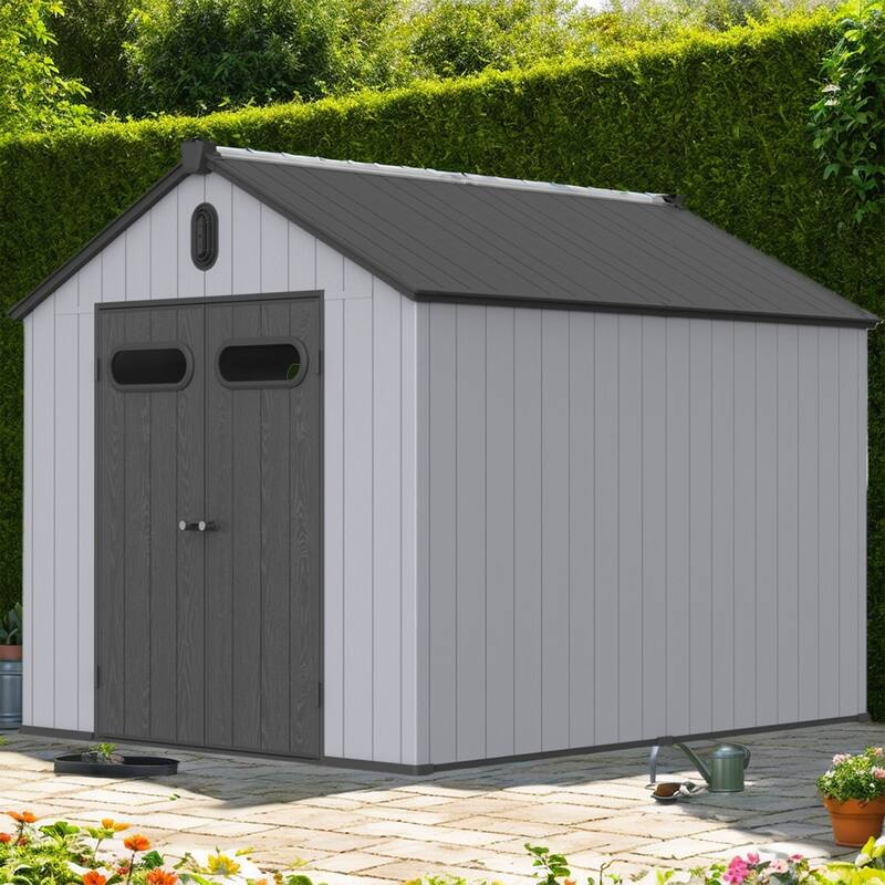 Large 8' x 10' Outdoor Plastic Resin Storage Shed w/Floor &Lockable - 8*10ft