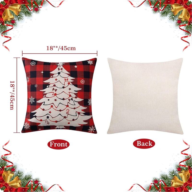 Buffalo Plaid Christmas Pillow Covers, Pillow Cases 18x18 Inch Set of 4