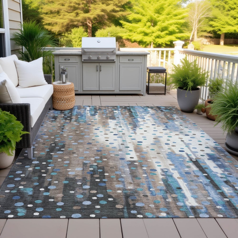 Machine Washable Indoor/Outdoor Modern Confetti Chantille Rug