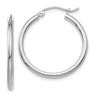 Curata 14k White Gold Polished 2mm Solid Classic Hoop Earrings - 13mm-65mm