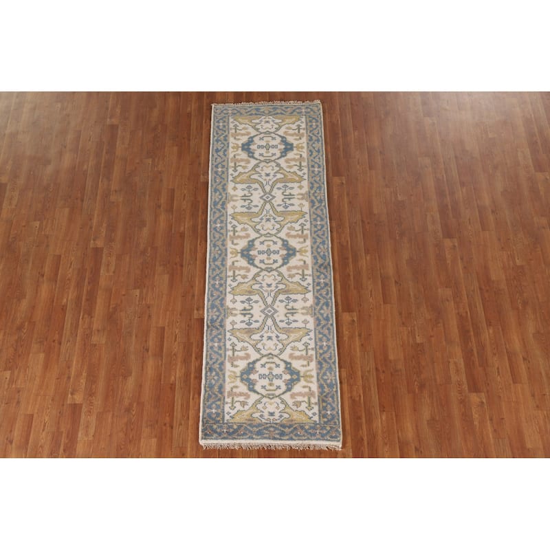 Ivory / Beige Oushak Oriental Runner Rug Handmade Wool Carpet - 2'7"x 7'11"