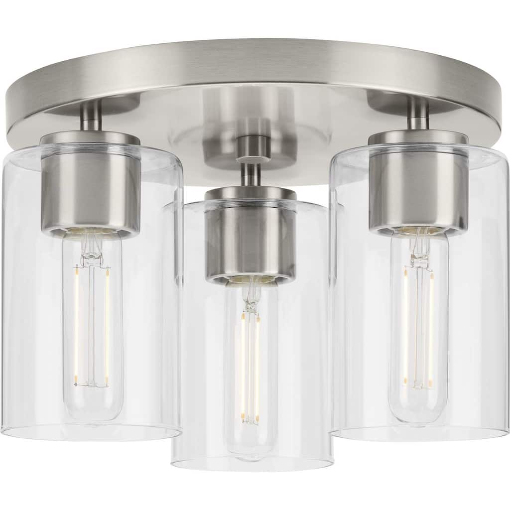Cofield Collection 12 in. Three-Light Brushed Nickel Transitional Flush Mount - 12 in x 12 in x 7.75 in