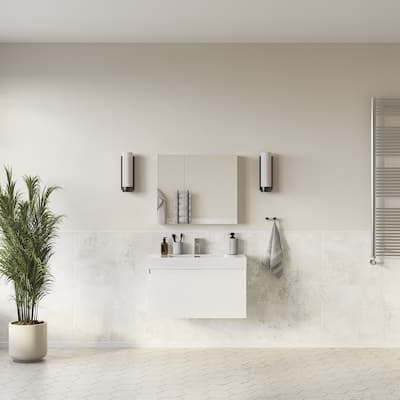 Fresca Mezzo 35-7/16" Wall Mounted / Floating MDF Vanity with Sink,