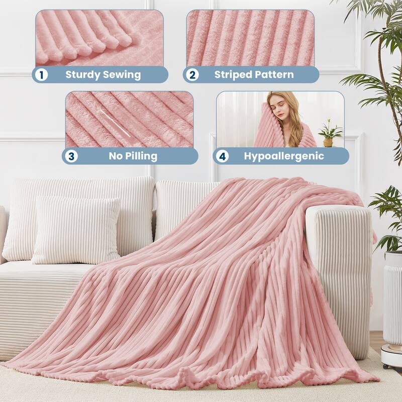 Textured Stripe Cozy Throw Blanket, Ultra-Soft, All-Season Comfort for Every Adventure