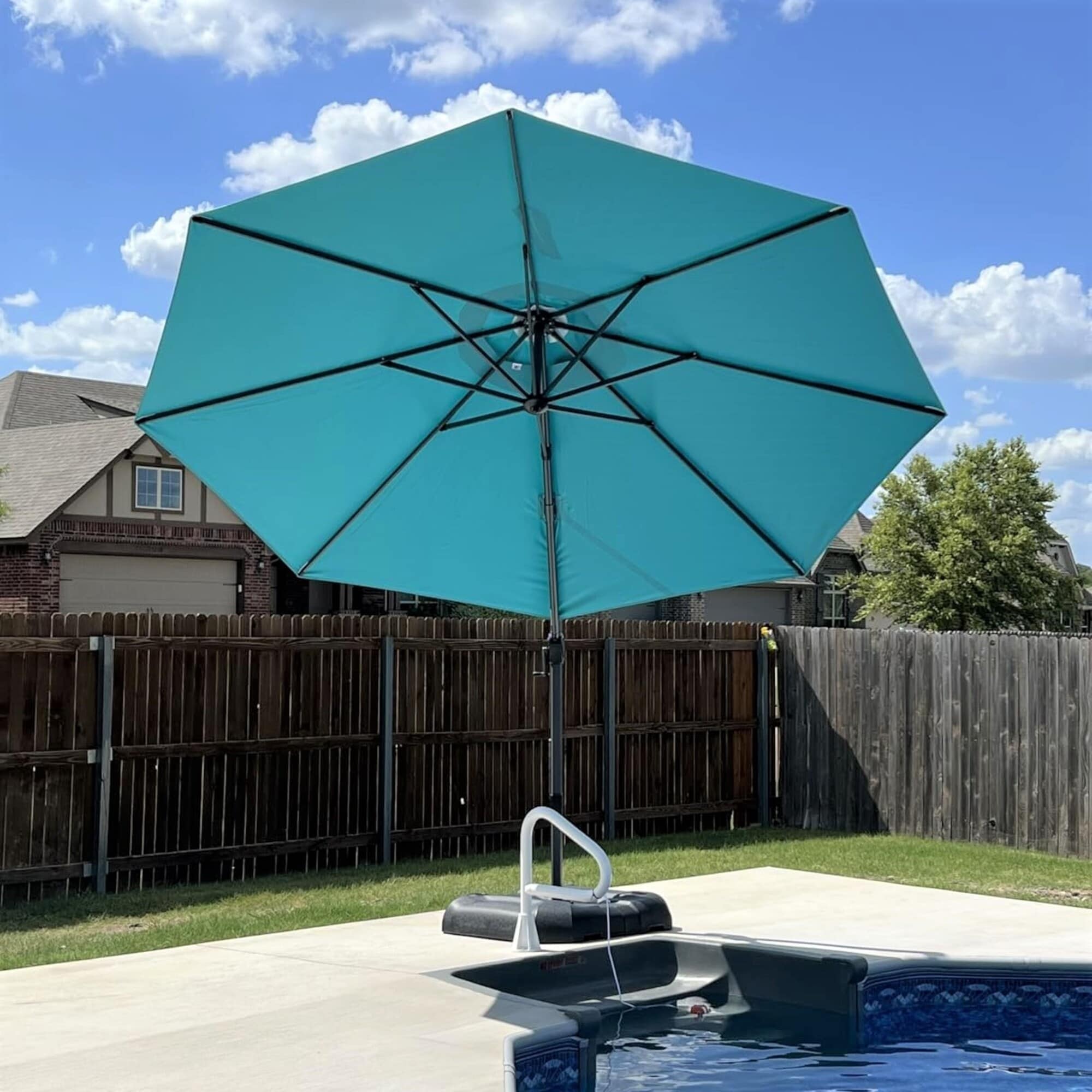 10 ft teal patio umbrella PURPLE LEAF 10' X 13' Offset Outoor Umbrella Turquoise Blue Enhance outdoor living spaces like patios 10ft Patio Umbrella | Round