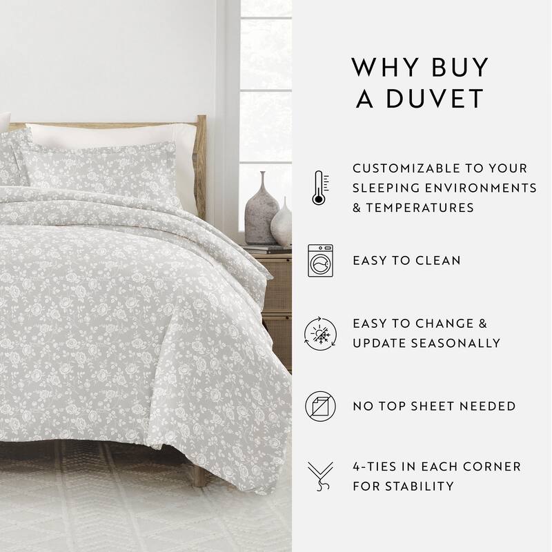 Becky Cameron Oversized Rose Grey 3-piece Duvet Cover Set
