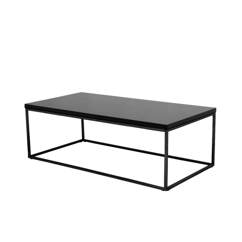 HomeRoots 47" Black Wood And Metal Frame Coffee Table