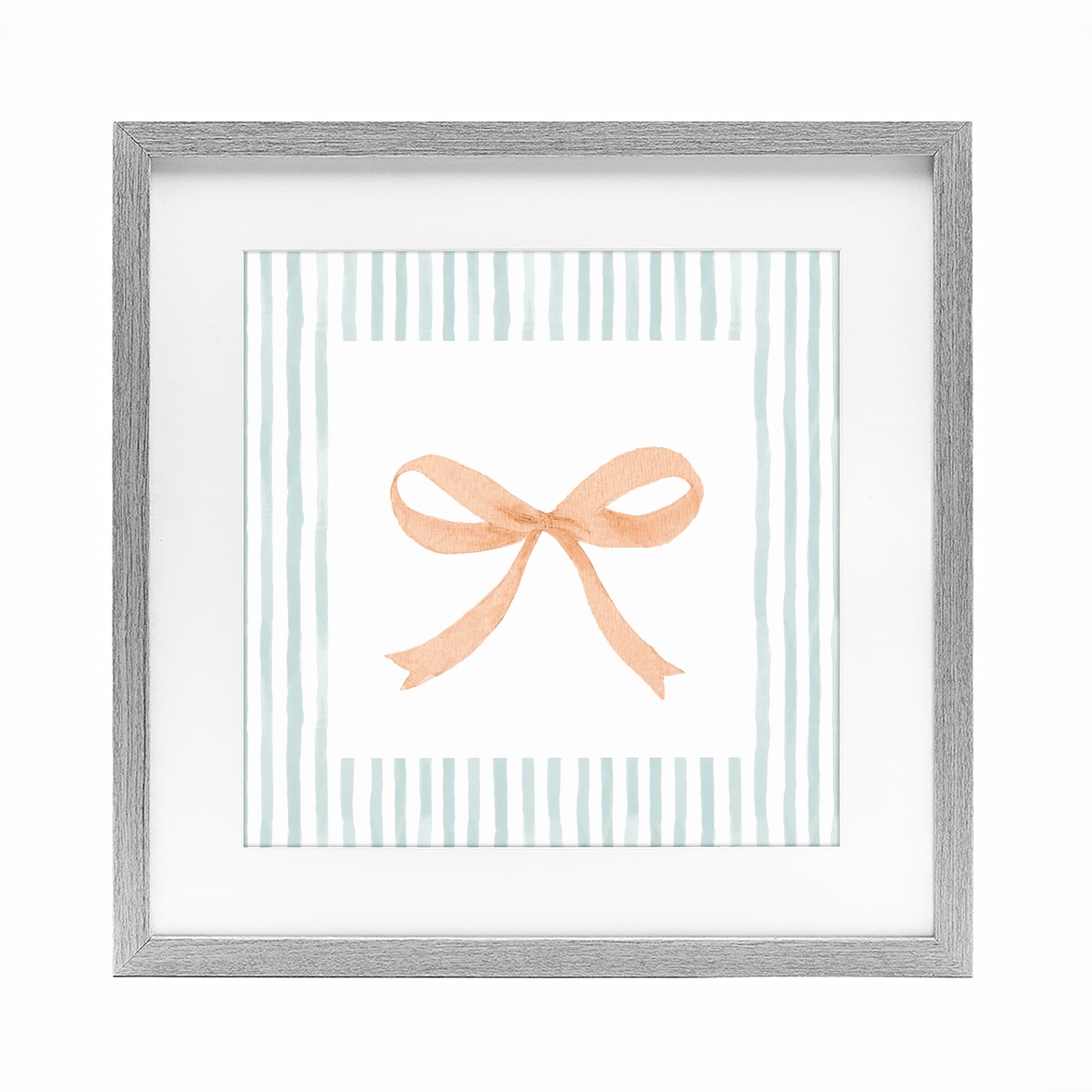 Stupell Orange Bow with Stripe Border Under Glass Framed Design By Patricia Pinto