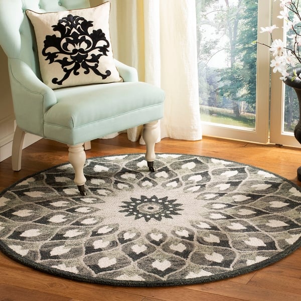 slide 1 of 10, SAFAVIEH Handmade Novelty Elizabeta Wool Rug 10' x 10' Round - Charcoal/Ivory