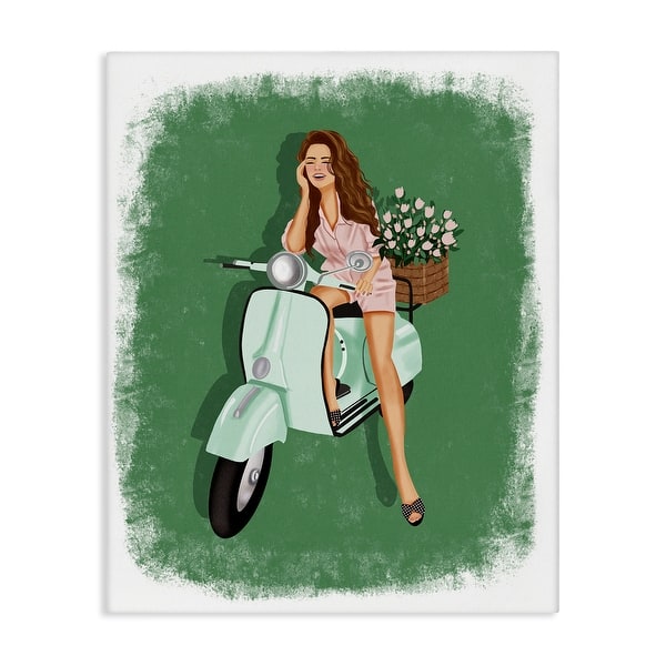 Saba Rauf Stupell Laughing Girl on Scooter Canvas Wall Art Design By Saba Rauf ...
