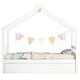 preview thumbnail 7 of 10, White Twin Size Pine Wood House-shaped Bed with Trundle and Roof for Kids, Boys and Girls