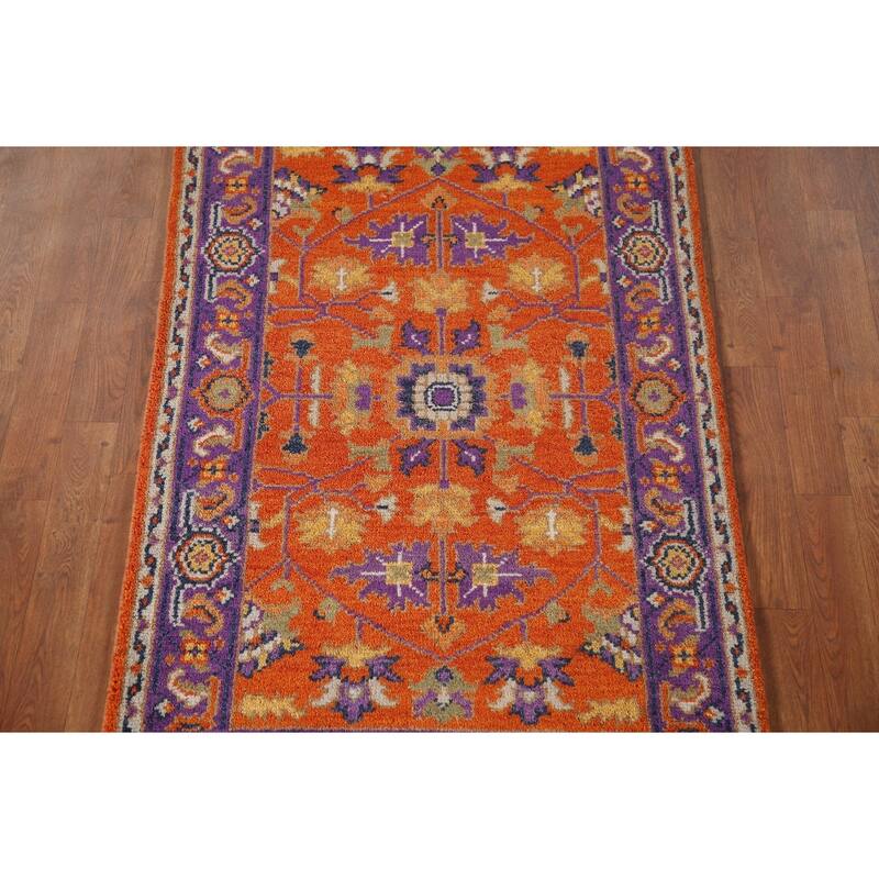 Orange Floral Heriz-Serapi Oriental Accent Rug Wool Carpet - 3'0"x 5'0"
