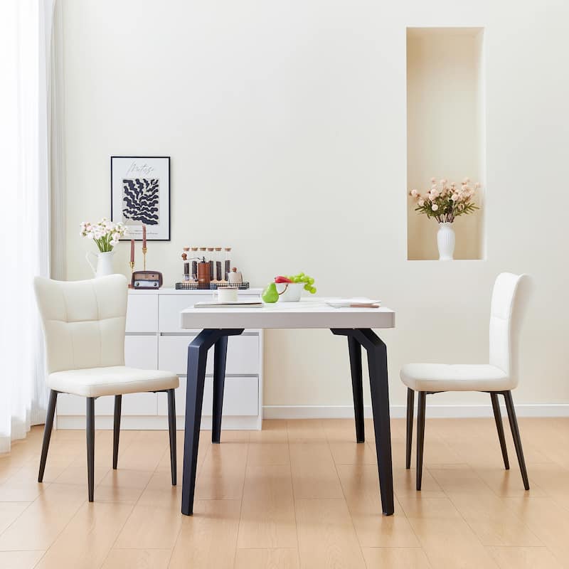 Set of 2 Kitchen & Dining Room Chairs, Modern Chairs with Upholstered Seat, High Back, Metal Legs Wingback Side Chairs