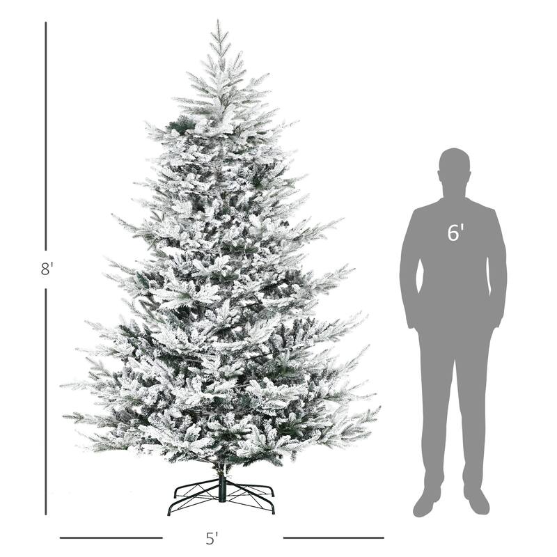 HOMCOM 8 Foot Snow Flocked Artificial Christmas Tree - 7.87 ft
