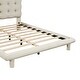 preview thumbnail 12 of 10, Full Size Velvet Platform Bed w/ LED Frame, Thick & Soft Fabric and Button-tufted Design Headboard for Kids Teens Adults, Beige